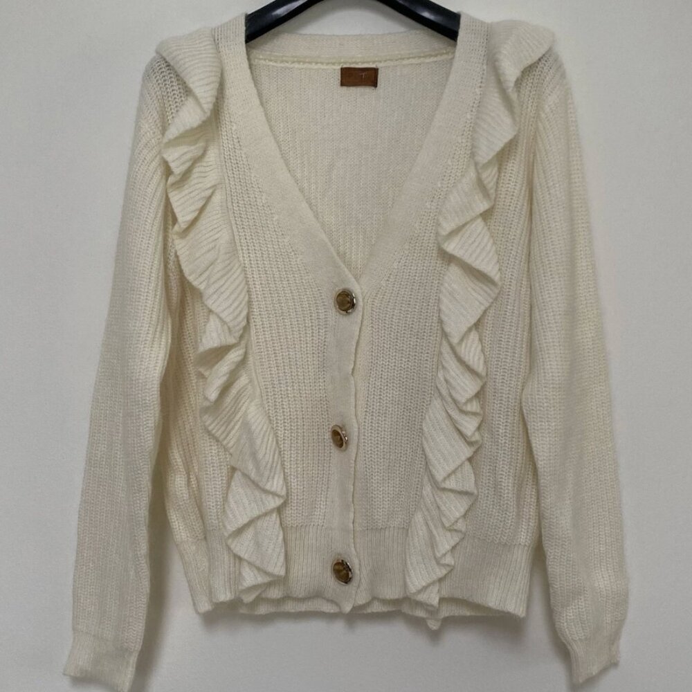POL Kelli Ivory Ruffle Cardigan
